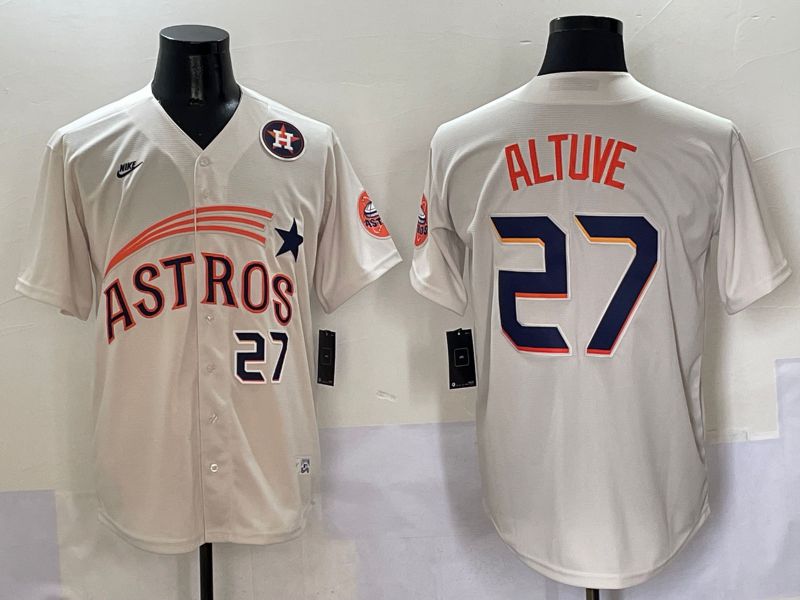 Men Houston Astros #27 Altuve Cream Five generations Joint Name 2025 Nike MLB Jersey style 6->houston astros->MLB Jersey